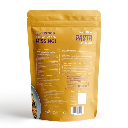 Image of Milletry | Multi Millet Pasta | No Maida | Foxtail, Little, Kodo, Pearl, Ragi & Wheat | High Fiber & Protein | Penny Pasta (175gm (Pack of 1)