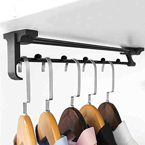Scpantkend Closet Hanging Clothes Rod, Laundry Room Pull out Closet Rods para pendurar lothes, retrátil ganchos Hanger Rail, preto mate (300 mm)
