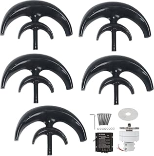 Wind Turbine Generator，，Wind Turbine Generator, Vertical Axis Wind Turbine, New 1000W 12V 24V Vertical Wind Turbine Magnetic Levitation Upright Wind Generator for Home Ship,24V-Black