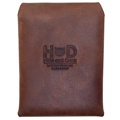 Hide & Drink, Leather Minimalist Card Wallet, Holds Up to 4 Cards Plus Folded Bills/Holder/Travel/Case/Stylish/Vintage, Handmade - Bourbon Brown4