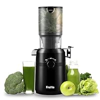 Fretta Estrattore frutta e verdura, apertura 108MM e capacit&agrave; di 1L estrattore di succo, 200W centrifuga Lenta, 99% nutrienti preservati, senza BPA, facile da smontare e pulire
