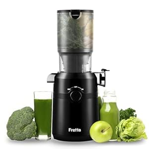 Fretta Entsafter,Slow Juicer mit 108MM Breite und Größere Fütterungsröhre,Füllvolumen für ganze Gemüse und Obst,BPA-frei Tritan-Material Entsafter,Einfacher Installation,200W