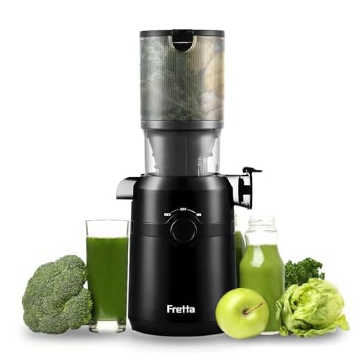 Fretta Estrattore frutta e verdura, apertura 108MM e capacità di 1L estrattore di succo, 200W centrifuga Lenta, 99% nutrienti preservati, senza BPA, facile da smontare e pulire