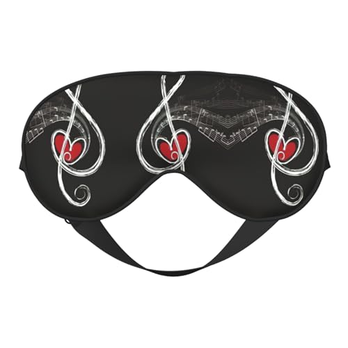 Music Symbols Love Sleep Mask、睡眠用アイマスク、完全に調節可能なストラップアイカバー レディース/メンズ
