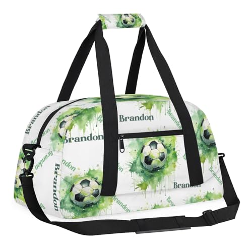 Personalized Duffle-Bag for-Girls-Boys Customized Sports-Bag Carry-On-Bag Gym-Travel-Bag Football-Bag Gymnastics-Bag Green Football Brandon3