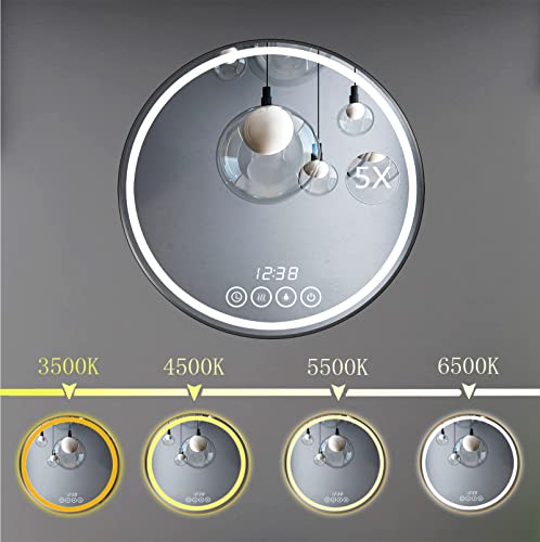 Msrorriw LED Bathroom Mirror with Lights 24 inch Round Bathroom Vanity Mirror Dimmable Wall Mounted Anti-Fog Circle Makeup Mirrors (24 Msrorriw LED Bathroom Mirror with Lights 24 inch Round Bathroom Vanity Mirror Dimmable Wall Mounted Anti-Fog Circle Makeup Mirrors (24