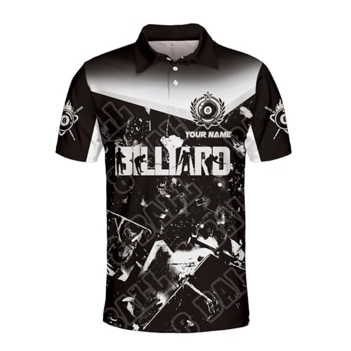 Customized Name Billiards Polo Shirts for Billiard Team, 8 Ball Pool 3D Shirt Gifts for Pool Players Men & Women4