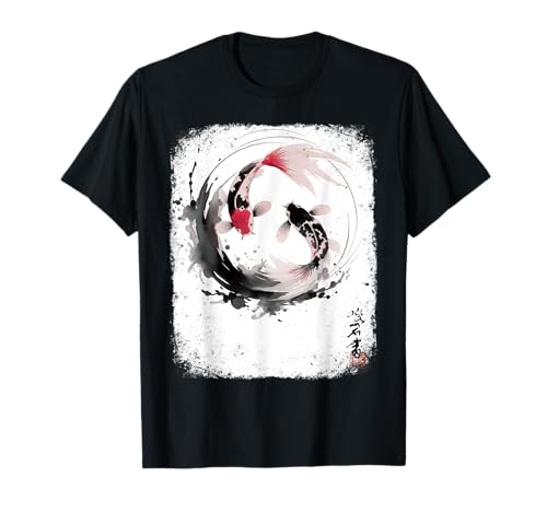 Yin And Yang Japanese Koi Fish vintage japan art Camiseta