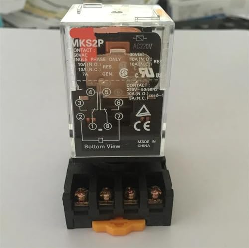 Relais MKS2P 8 broches AC 24V interrupteur DPDT 10A 250VAC avec embase de relais