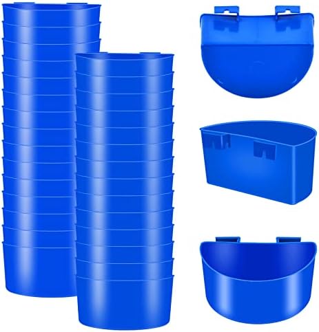Worldity 32Pcs Cage Cups Bird Feeders, Plastic Hanging Pigeon Food Bird Feeders for Cage, Durable Chicken Water Feeder with Hook, Perfect for Parrot Parakeet Rabbit Pet Poultry Feeding, Small
