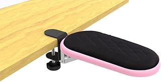 YANGHX Ergonomic Desk Extender Clamp On Forearm Rest Extension Office Adjustable Mouse and Keyboard Tray Tilted Table Mount Armrest Shelf Stand Computer Elbow Arm Support Pad (Pink)