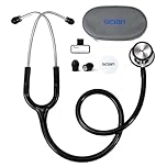 SCIAN Stethoscope Dual Head for Nurses, Doctors, Adults, Med Students, Classic Stainless Steel Stethoscope Home Use Medical Supplies with Carrying Bag, Black Tube