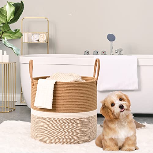 Kakamay Large Blanket Basket (18"X18"X16"),Woven Baby Laundry Hamper For Storage, Cotton Rope Blankets Baskets For Nursery, Laundry, Living Room, Pillows thumb #2