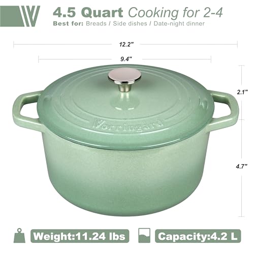 VORRINGARD Enameled Cast Iron Dutch Oven Pot with Lid, for Bread Baking, Round Bread Oven- include Sourdough Bread Baking Supplies set, 4.5QT, Sage Green by VORRINGARD - Used condition - Image 2