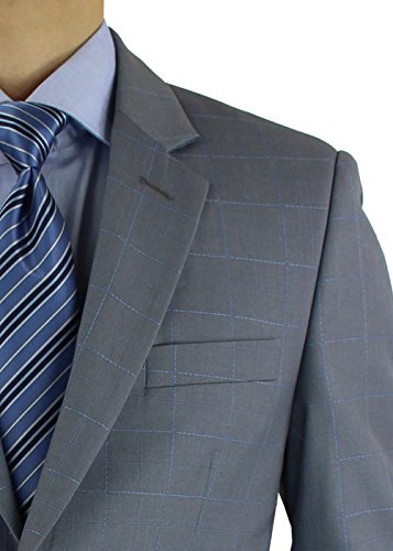 Marzzotti Rossi Modern Fit Men's Suit Jacket Side Vents Two Button Blazer (42 Short US / 52 Short EU, Gray)2