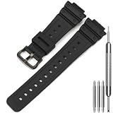 Replacement Black Resin Watch Band Compatible with Casio G-Shock DW5600UE-1V DW-5600BB-1CR DW-5600UBB-1ER DW5600RL-1 - Men’s Adjustable Strap (Black band Black buckle)