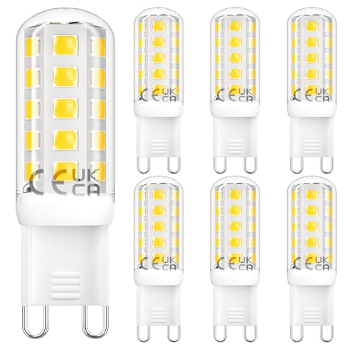 DiCUNO regulable Bombilla G9 led, Blanco frío 5000K, 2,6W sustitución de bombillas halógenas 30W, 260LM, Lámpara G9 230V, Perfecto para baño, lámpara de araña, Paquete de 6