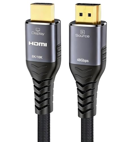 Image of Avaoaa 8K 4K Long Fiber Optic HDMI 2.1 Cable 100FT, Ultra High Speed Cable 8K 4K 144Hz 120Hz 60Hz Braided HDMI Cord Compatible for PS5 Xbox Support ARC eARC HDR10+ HDCP2.3 Monitor HDTV Laptop Blu