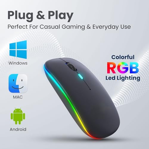 Image of Electro Wolf WM20 Lucid 2.4G Wireless + Bluetooth 5.1 Mouse, Slim Rechargeable 500mAh Silent Click RGB LED Gaming Mouse, DPI Upto 1600 - Lucid Black