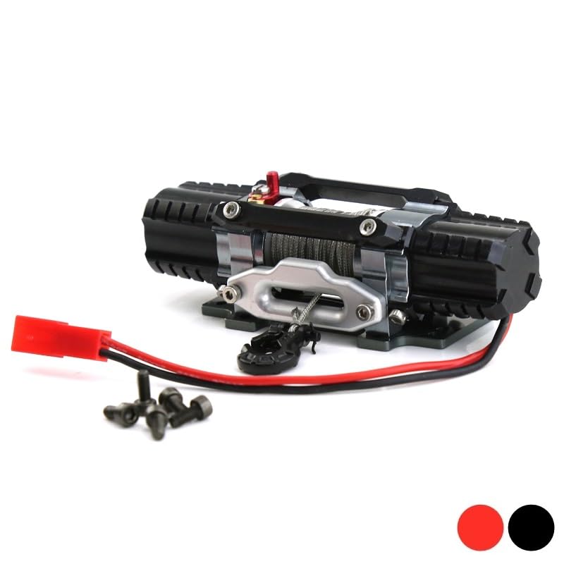 Dual Motor Metal Simulated Winch for 1/8 1/10 RC Crawler Car Axial SCX10 TRAXXAS TRX4 RC4WD D90 KM2 Redcat YK4082 Upgrade Parts(Red)