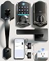 Veise VE017G-H Wi-Fi Smart Fingerprint Front Door Lock Set, Remote App Control, Keyless Entry Deadbolt with Handle, Backlit Keypad, IP55 Weatherproof, Auto Lock, Easy to Install, Matte Black