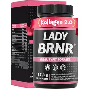 BRNR LADY BRNR – BeautyFit Stoffwechsel Formel mit Vitamin B6, Bindegewebe mit Kupfer, Kollagen, Hyaluron hochdosiert, Biotin, 120 Kapseln