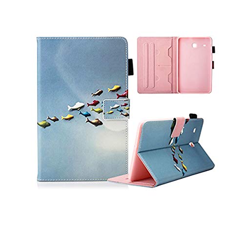 Galaxy Tab E 8.0 Case (Sm-T375/Sm-T377), Uucovers Synthetic Leather Flip Folio Stand Magnetic Wallet Tpu Cover With Card Slots Pencil Holder Shell For Samsung Galaxy Tab E 8.0 Tablet 2016, Flying Fish #TOP16