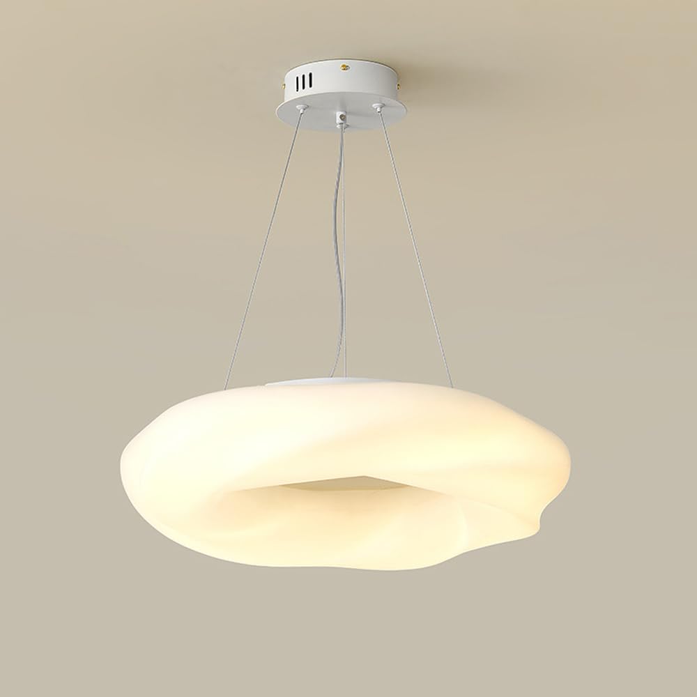 HUAYUSEDF Modern White Kids Chandelier for Bedroom Mid Century Round Pendant Light Fixture Boy Girl's Room Lighting Nordic Dining Hanging Lamp for Living Nursery