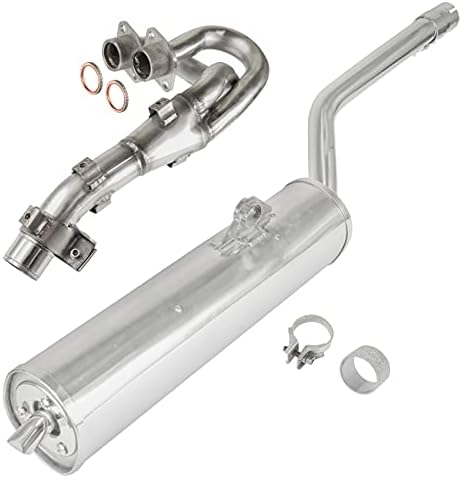 Caltric Exhaust Muffler and Pipe with Gaskets Compatible with Yamaha Grizzly 660 YFM660F 4X4 2002-2008