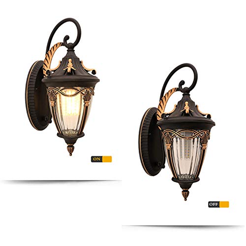 Zewnętrzna lampa ścienna z wodoodpornym szklanym kinkietem w stylu vintage - oświetlenie zewnętrzne w stylu antycznym do ogrodu, werandy i drzwi wejściowych