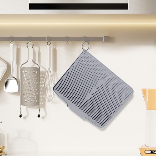 COPLIB Silicone Dish Drying Mat for Kitchen Counter, Non-Slip Drain Pad, Dish Drying Pad, Easy to Clean Dish Rack Pad, Multi-Use as Heat Resistant Trivet, 15.8\" x 13\" , Grey - Thumbnail 6
