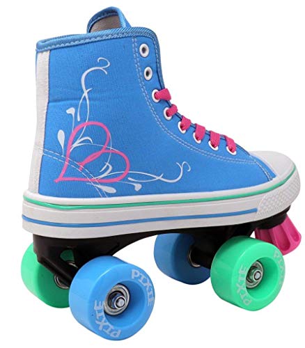 Lenexa Roller Pixie Kid’s Quad Roller Skates With High Top Shoe Style For Indoor/Outdoor Skating | Durable, Easy To Skate, Made For Kids (Blue, Kids 1) #TOP3