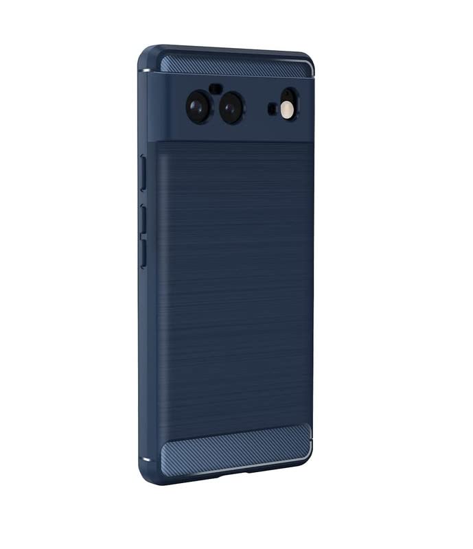 Image of NPRC Hybrid Ultra Slim Protective Case TPU Non-Slip Carbon Fiber Texture Shockproof Case Cover for Google Pixel 6 - Blue