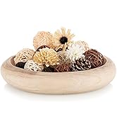 Hanobe Large Decorative Wooden Bowl: Round Paulownia Wood Centerpiece Dough Bowls for Home Decor ...
