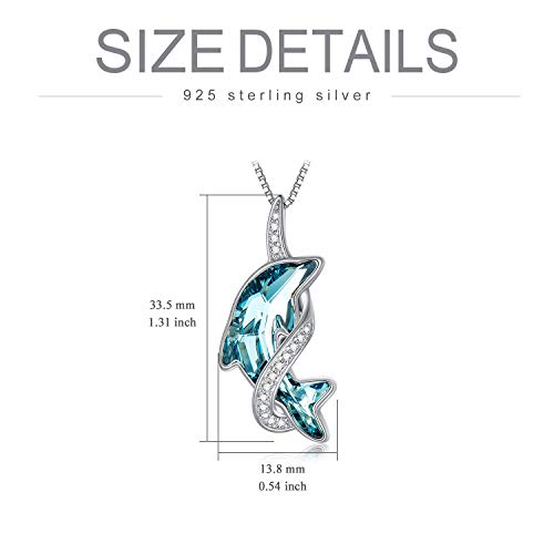 Toupop Dolphin Gifts For Women 925 Sterling Silver Dolphin Necklace Pendant With Blue Crystal Dolphin Lovers Jewelry Gifts For Women Teen Girls Mom Girlfriend Wife Birthday Anniversary Christmas #TOP2