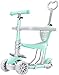 RZiioo Scooter per i Bambini 5-in-1 - Altezza Regolabile/Extra-Wide Deck PU Lampeggiante Ruote per i Bambini da 2 a 10 Year-Old,Verde