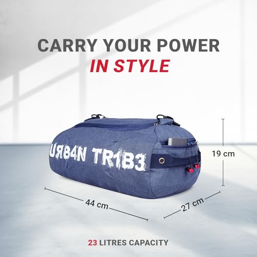 Image of URBAN TRIBE Plank 23L Gym Bag for Men and Women | Sports Duffle Bag with Shoe Compartment | Workout, Fitness, Exercise | Indigo
