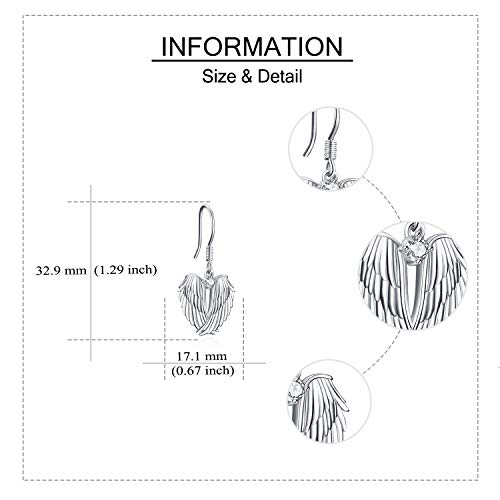 YFN Sterling Silver Angel Wings Earring with Cubic Zirconia - Ideal Gift for Women4