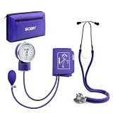 Scian Professionelles Aneroid-Blutdruckmessgerät und Stethoskop, manuelles Blutdruckmessgerät-Set mit Manschette und Tragetasche, ideal für Ärzte, Pflegekräfte und Studierende, Lila