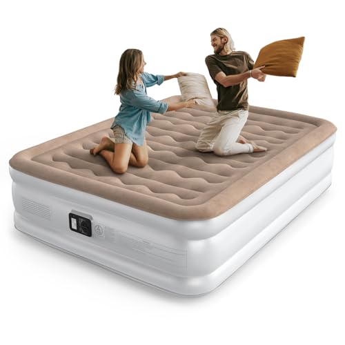 NatraCalm Air Mattress Queen with Built in Pump, Inflatable Mattress, Upgraded Blow up Mattress Queen Size for Home, Guest, Camping, Fast Inflation, Comfort Air Bed, colchon inflable