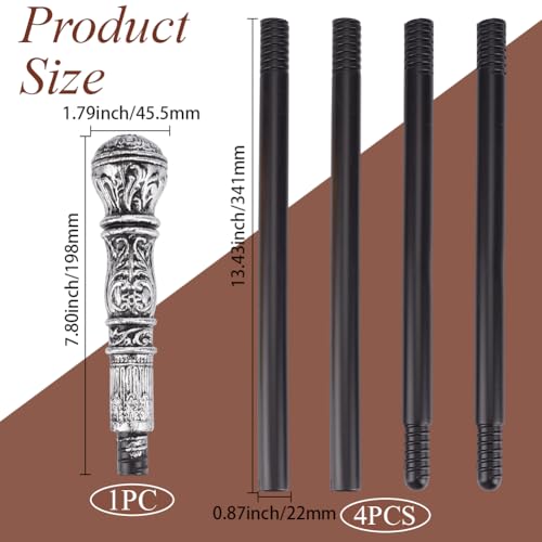 Image of GORGECRAFT Vintage Walking Stick Antique Victorian Cane 145cm Long Pretend Play Scepter Costume Cane Plastic Punk Prop with Antique Silver Top Knob Cosplay Prop for Halloween Themed Events Stage Show