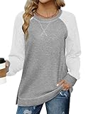 Zeagoo Long Sleeve Shirts for Women Fall Fashion 2024 Dressy Casual Blouses Trendy Pleated Tunic Tops for Leggings Basic Tops Light Grey S
