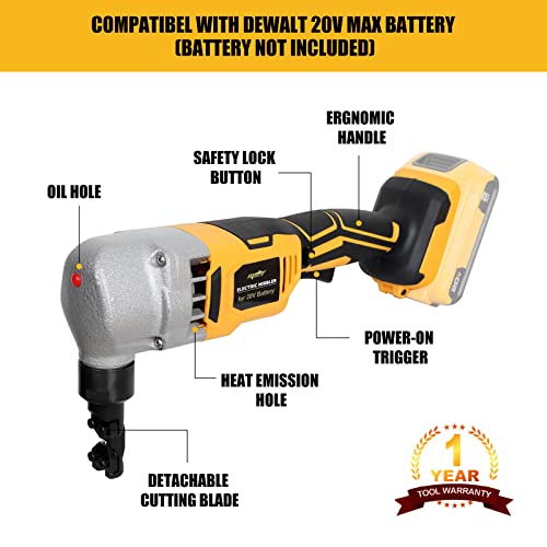 Cordless Nibbler For Dewalt 20V Max Battery, Mellif 18 Gauge Sheet Metal Cutter W/ 1200Rpm Brushless Motor | Replaced Blades For Cutting Stainless Steel, Aluminium, Plastic (Battery Not Included) #TOP5