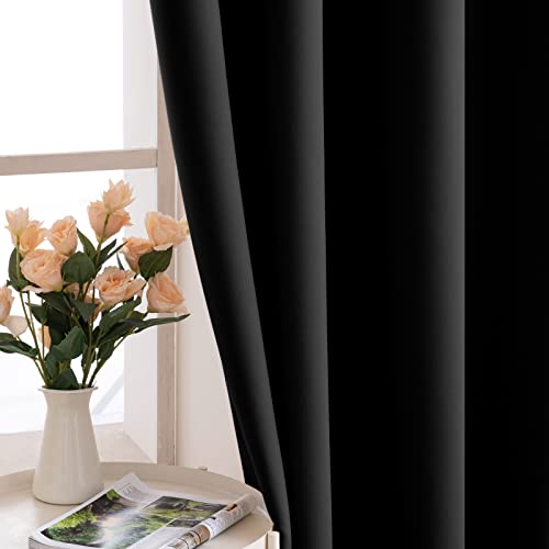 MIULEE Black Blackout Curtains for Living Room 2 Panel Set - Image 2