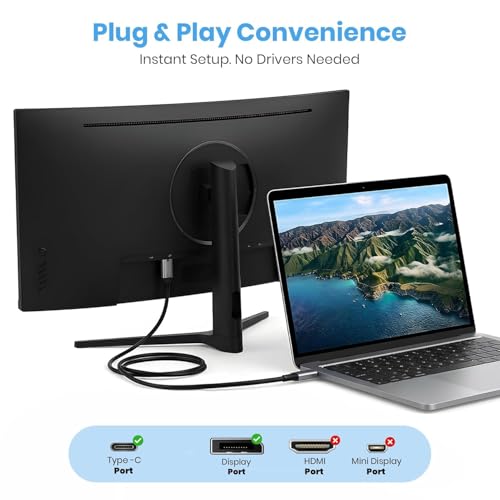 Image of Tobo Type C to DisplayPort Cable 4K@60Hz, 1.8m USB-C to DP Male to Male Cable for Laptop, Monitor & Projector, Aluminium Alloy, Gold-Plated TD-1605CC