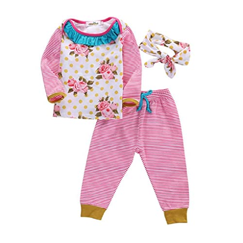 GSTARI Neugeborenen Mädchen Outfits Kleidung Kleinkinder Mädchen Rüschen 3-Stück Outfit Kleidung Jogginghose Set Herbst Frühling Winter Cover