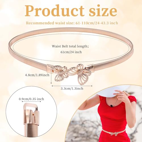 Gold Belt for Women Dresses, Adjustable Gold Waist Belt Elastic Thin Metal Ladies Waistband for Dresses Shirts Jeans Skirts2