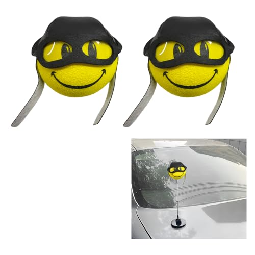 JNXIJ 2PCS Car Antenna Topper Funny Pilot Antenna Ball Automotive Roof Toppers Cute Pilot EVA Foam Ball Exterior Decoration for Most Vehicle Antennas Universal Car Accessories