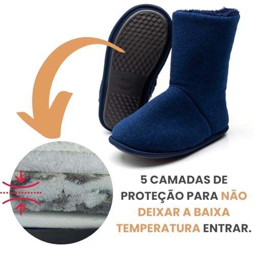 Pantufa Bota Polar Antiderrapante Super Quentinha Disponível do 27 até 46 (Azul Marinho, BR, Adulto,
