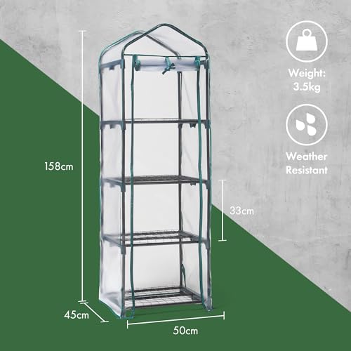 VonHaus VD-2664GT 63 x 28 x 20 inches 4 Tier Portable Mini Compact Greenhouse with Clear PVC Cover-Unit: 6, Translucent - Image 6